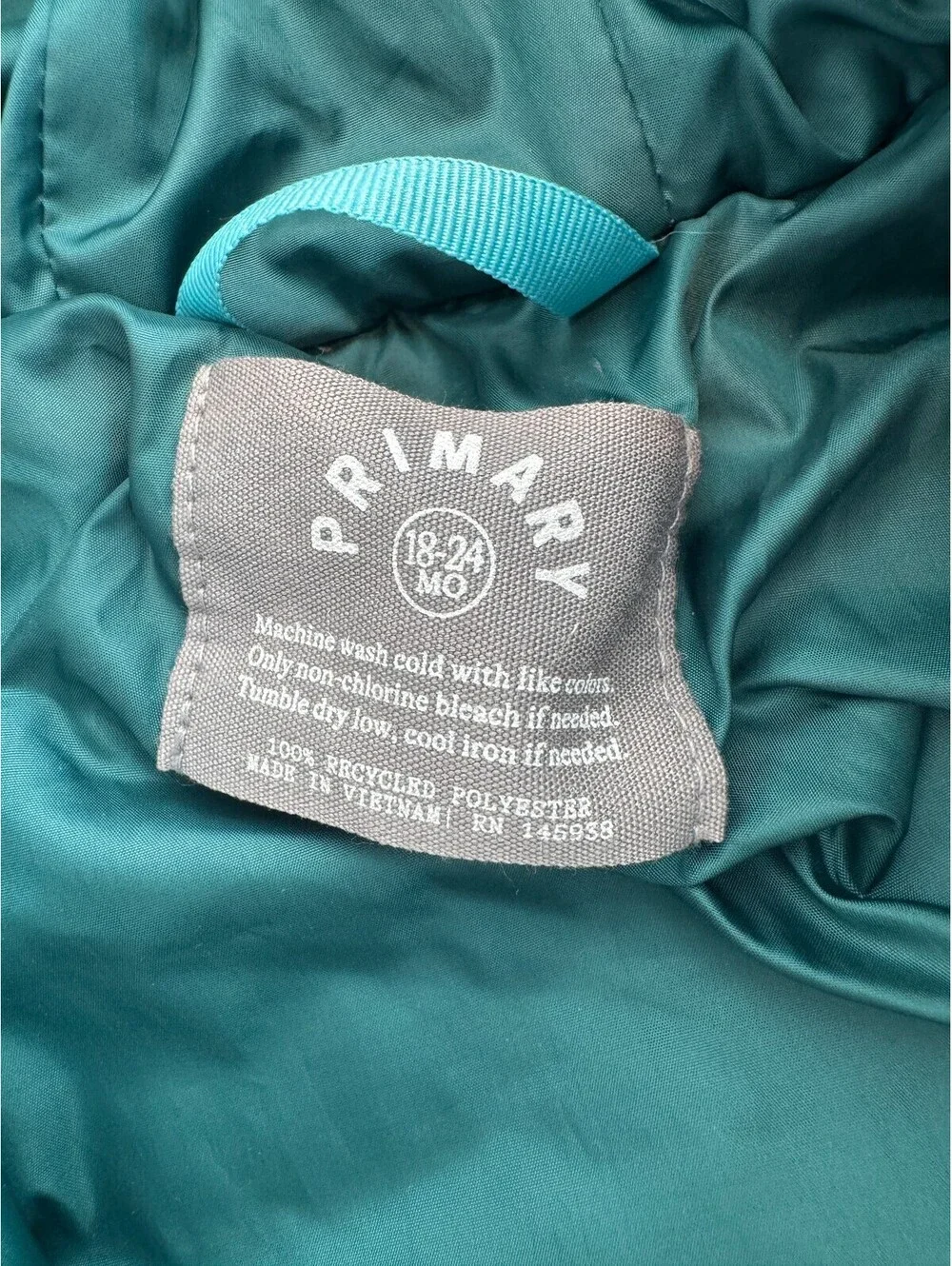 NWOT Primary Lightweight Hooded Puffer Bunting Spruce 18-24 Months